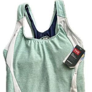 TYR Max Splice Aqua and White Performance Swimsuit size 14